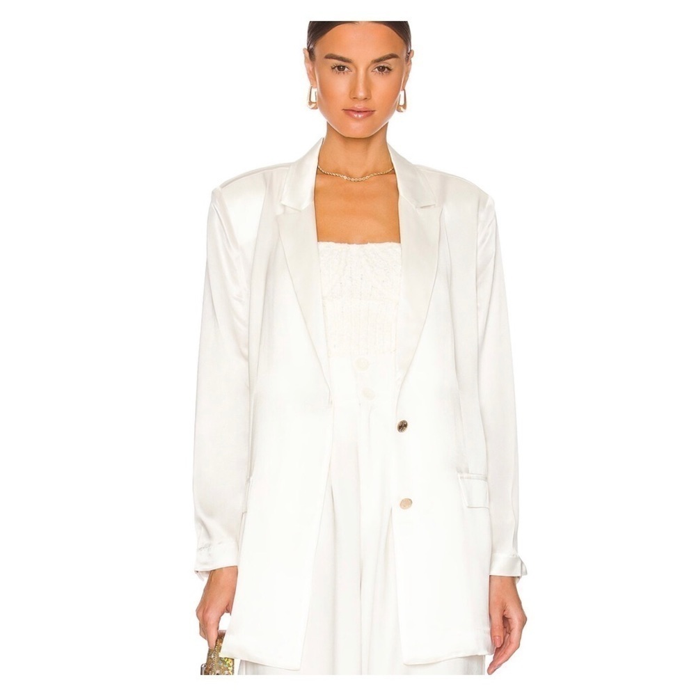 SER.OYA Ronin White Satin Oversized Blazer Jacket Medium NWT - Picture 6 of 16